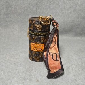 Vogue Leather Checkered Cylinder Bag Charm